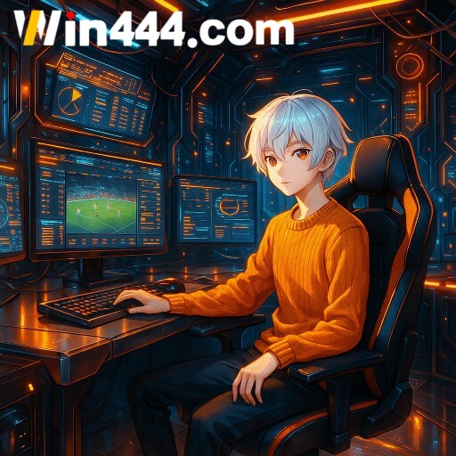 Imagem promocional da Win444 apresentando a plataforma e seus recursos